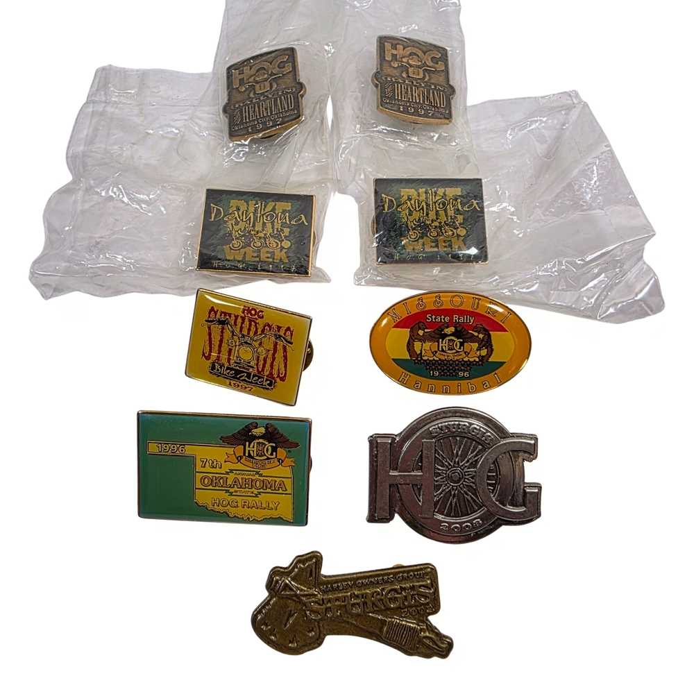 Vintage Harley Davidson HOG Rally Pin Lot Of 9 1990s–2000s